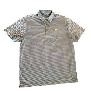 Under Armour Heat-Gear Loose Men's Striped Dri-Fit Polo Golf Shirt Size XL